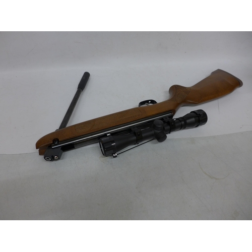 472 - AN AS NEW BOXED WEIHRAUCH .22 CALIBRE AIR RIFLE, 35CM BARREL, FITTED WITH WEIHRAUCH TELESCOPIC SIGHT... 