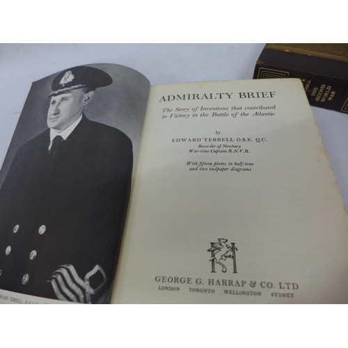 503 - A COPY OF 'ADMIRALTY BRIEF' BY EDWARD TERRELL, 1958 AND A COPY OF WINSTON CHURCHILLS 'THE SECOND WOR... 