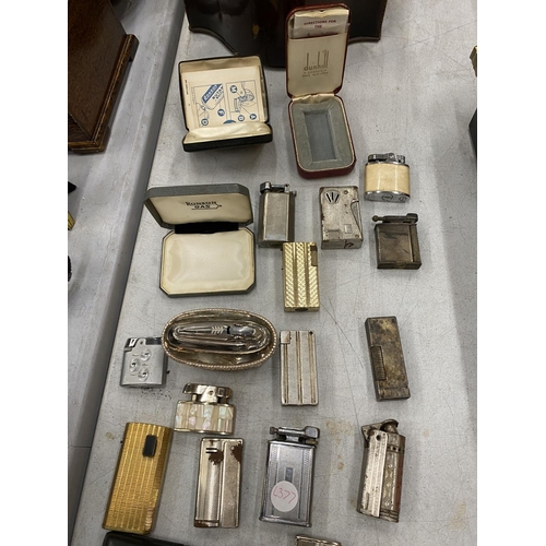 167 - A LARGE QUANTITY OF CIGARETTE LIGHTERS TO INCLUDE RONSON, POLO, MOTHER OF PEARL, BOXES, ETC