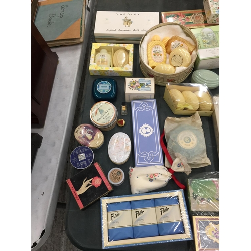 272 - A LARGE QUANTITY OF VINTAGE SOAPS TO INCLUDE YARDLEY, BRONNLEY, ETC