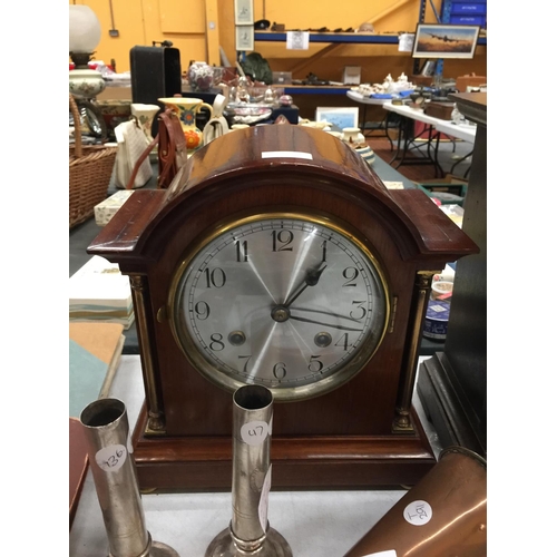 273 - TWO VINTAGE MANTLE CLOCKS, ONE WITH NEWHAVEN MOVEMENT, THE OTHER WITH JUNGHANS MOVEMENT, BOTH WITH K... 