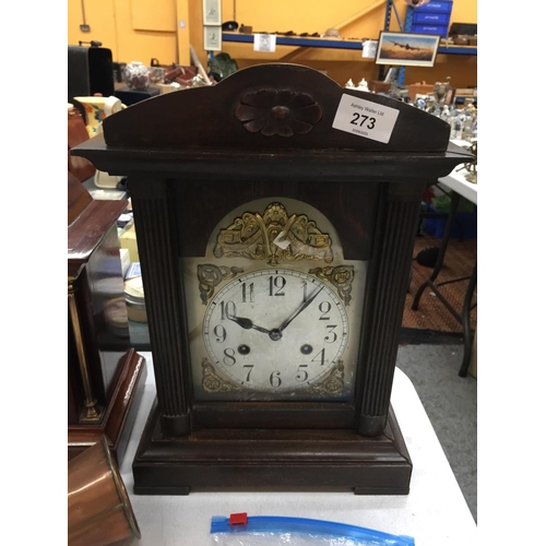 273 - TWO VINTAGE MANTLE CLOCKS, ONE WITH NEWHAVEN MOVEMENT, THE OTHER WITH JUNGHANS MOVEMENT, BOTH WITH K... 