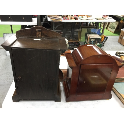 273 - TWO VINTAGE MANTLE CLOCKS, ONE WITH NEWHAVEN MOVEMENT, THE OTHER WITH JUNGHANS MOVEMENT, BOTH WITH K... 