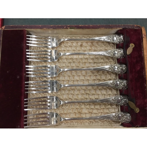 282 - A VINTAGE BOX OF FISH KNIVES AND FORKS