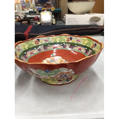 291 - TWO LARGE BOWLS TO INCLUDE A MASON'S ORIENTAL PATTERNED AND A BURSLEY WARE 'DRAGON' - BOTH A/F