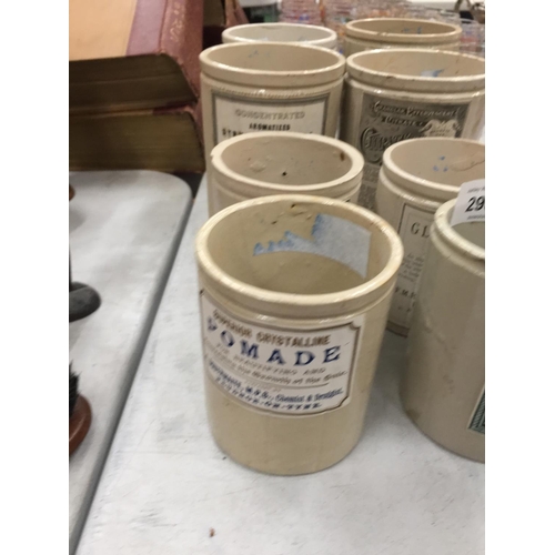 298 - A QUANTITY OF ADVERTISING POTTERY JARS