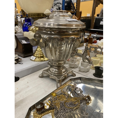 155 - A VINTAGE CHROME TEA URN