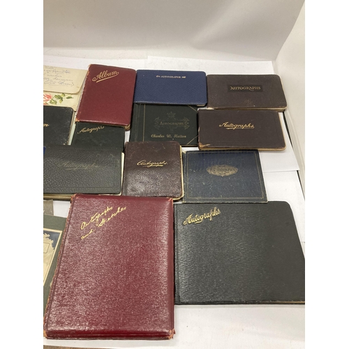 13 - A LARGE COLLECTION OF VINTAGE LEATHER AUTOGRAPH BOOKS