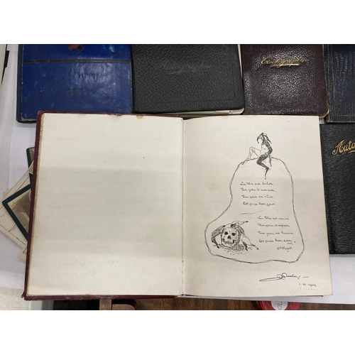 13 - A LARGE COLLECTION OF VINTAGE LEATHER AUTOGRAPH BOOKS