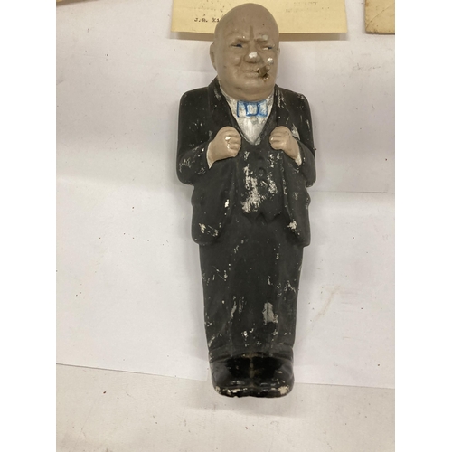 14 - A FIGURE OF WINSTON CHURCHILL WITH DOWNING ST LETTERS