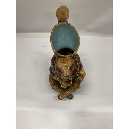 15 - A VICTORIAN MAJOLICA BEAR JUG