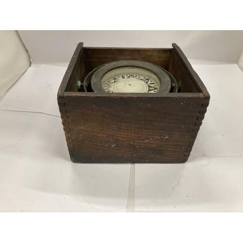 16 - A VINTAGE BROOKS & HAWKES, BIRMINGHAM GIMBAL SHIPS COMPASS