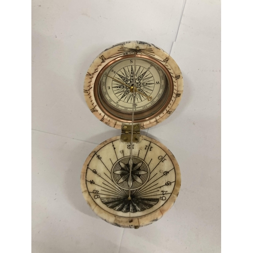 20 - A VINTAGE BONE GLOBE COMPASS