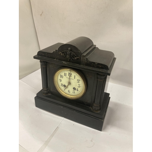 22 - A VICTORIAN FRENCH E&A EUSTANCE, PARIS CHIMING MANTLE CLOCK