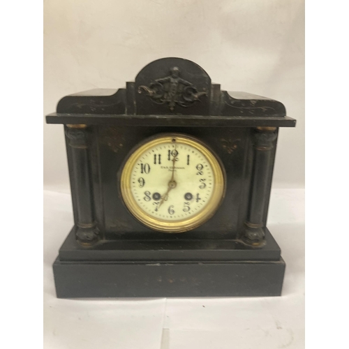 22 - A VICTORIAN FRENCH E&A EUSTANCE, PARIS CHIMING MANTLE CLOCK