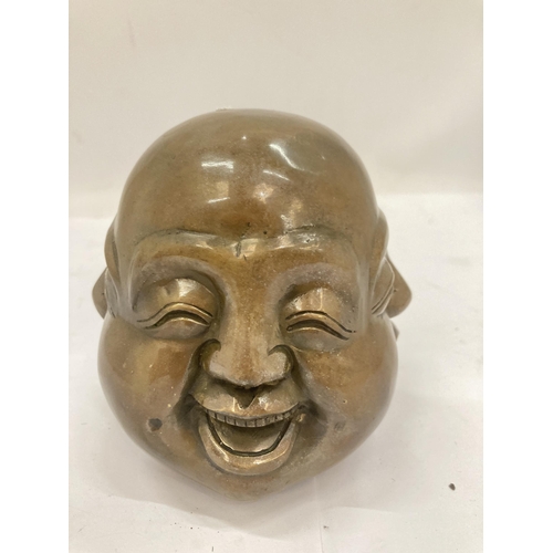 24 - A BRASS FOUR FACED BUDDHA HEAD