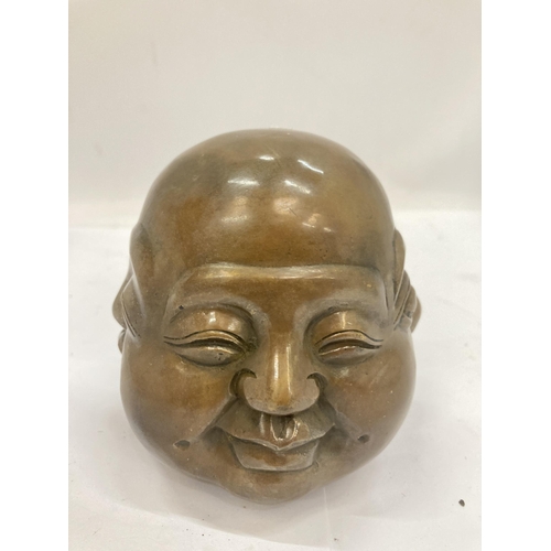 24 - A BRASS FOUR FACED BUDDHA HEAD