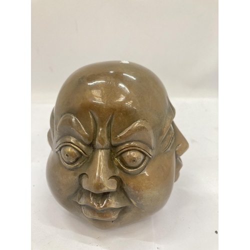 24 - A BRASS FOUR FACED BUDDHA HEAD