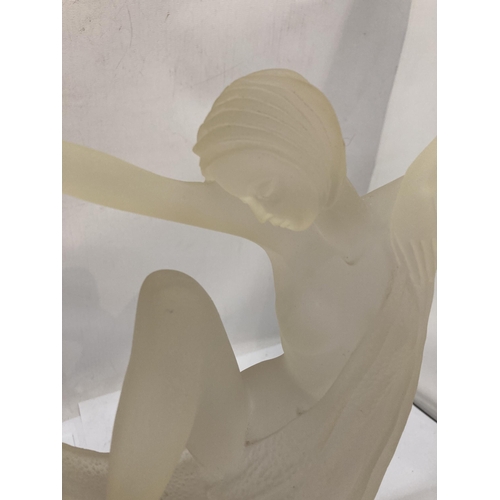 26 - AN ART DECO FROSTED GLASS FIGURE