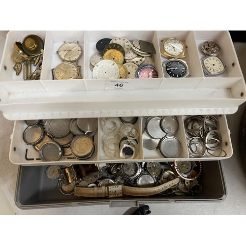 46 - A BOX OF ASSORTED WATCHES AND WATCH PARTS ETC