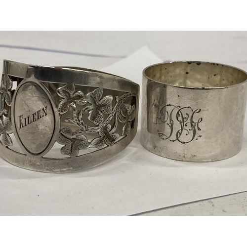 5 - A COLLECTION OF FIVE HALLMARKED SILVER NAPKIN RINGS TO INCLUDE BUCKLE DESIGN EXAMPLE ETC