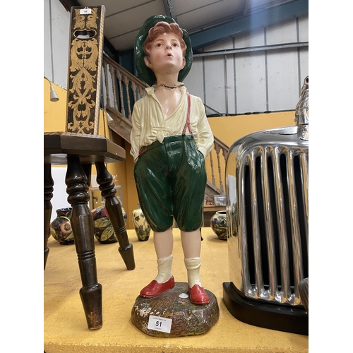 51 - A LARGE VINTAGE RESIN MODEL OF A BOY, HEAD A/F