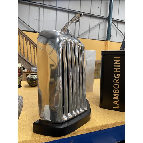 52 - A CHROME STYLE JAGUAR RADIATOR ON BASE