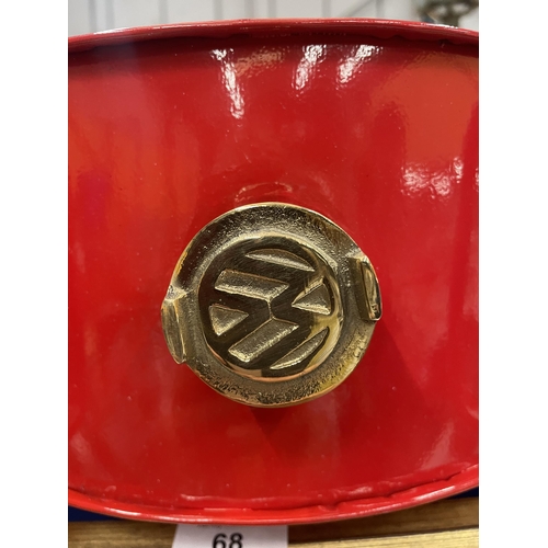 56 - A RED VW PETROL CAN WITH BRASS TOP