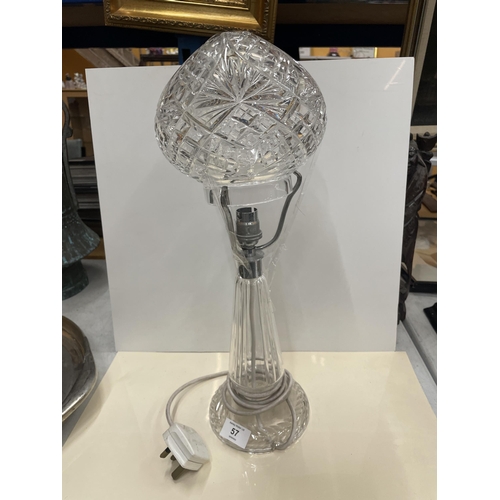 57 - A CUT GLASS MUSHROOM LAMP WITH SHADE