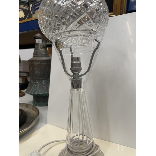 57 - A CUT GLASS MUSHROOM LAMP WITH SHADE