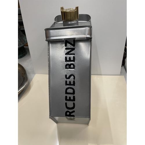 59 - A SILVER MERCEDES PETROL CAN WITH BRASS TOP