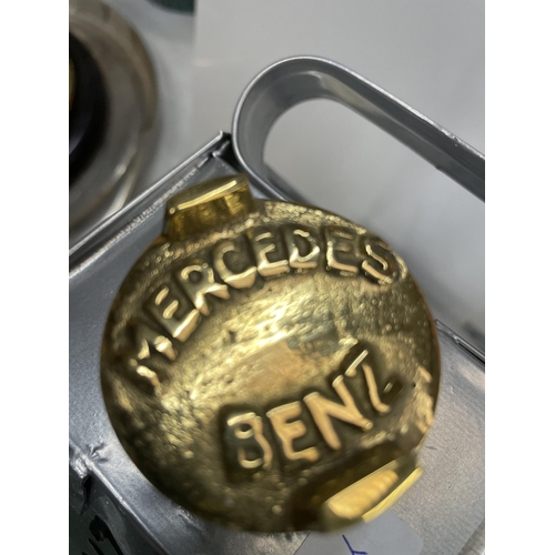 59 - A SILVER MERCEDES PETROL CAN WITH BRASS TOP