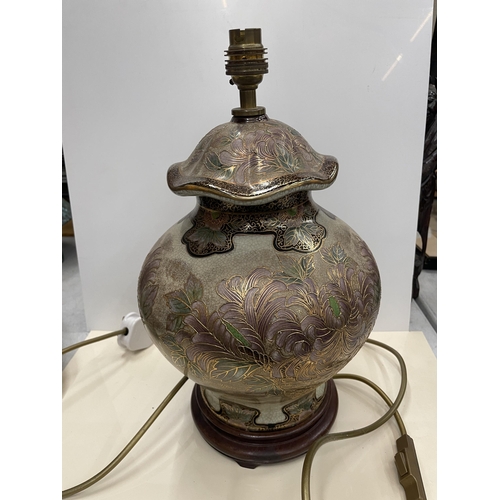 60 - A VINTAGE ORIENTAL SATSUMA STYLE TABLE LAMP