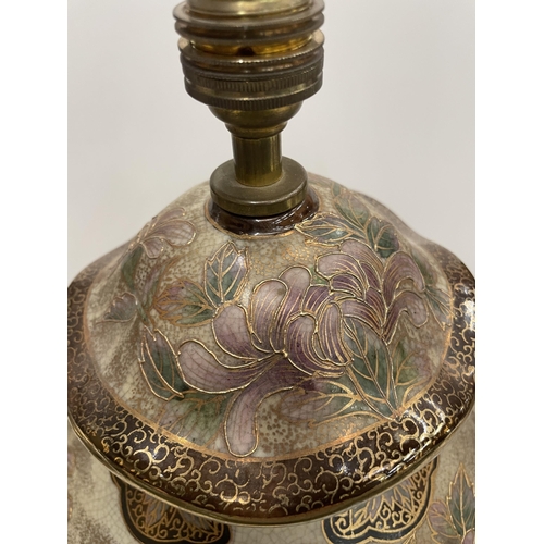 60 - A VINTAGE ORIENTAL SATSUMA STYLE TABLE LAMP