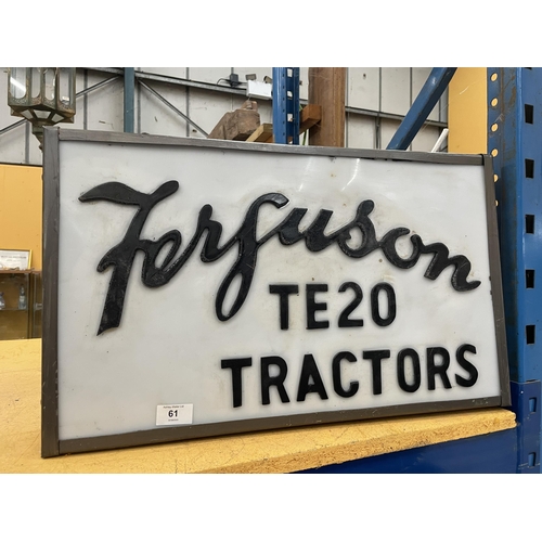 61 - A FERGUSON TE20 TRACTORS ILLUMINATED BOX SIGN