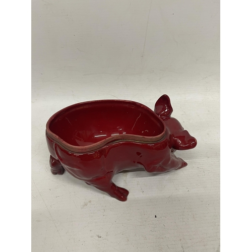 85 - A RARE ROYAL DOULTON FLAMBE PIG OPEN SALT ANIMAL FIGURE