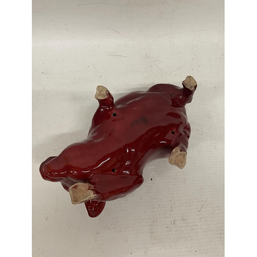 85 - A RARE ROYAL DOULTON FLAMBE PIG OPEN SALT ANIMAL FIGURE