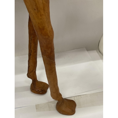 9 - A LARGE VINTAGE LEATHER CAMEL ANIMAL FIGURE, HEIGHT 60CM, WIDTH 59CM