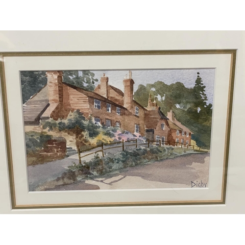 75 - DIGBY (LATE 20TH/EARLY 21ST CENTURY) PAIR OF WATERCOLOURS OF COTTAGE SCENES, SIGNED, 10.5X15.5CM, FR... 