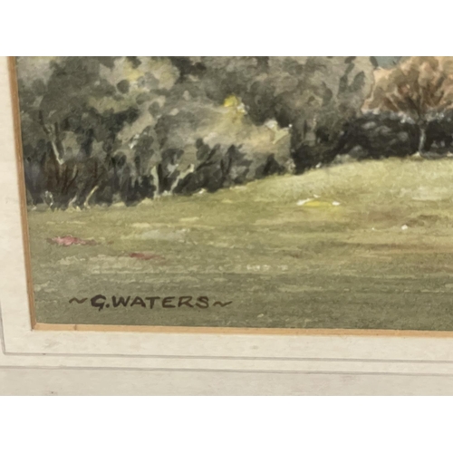 76 - G. WATERS (20TH CENTURY) 'CAPEL-Y-FFIN' WATERCOLOUR SIGNED, 23CM X 33CM, FRAMED AND GLAZED