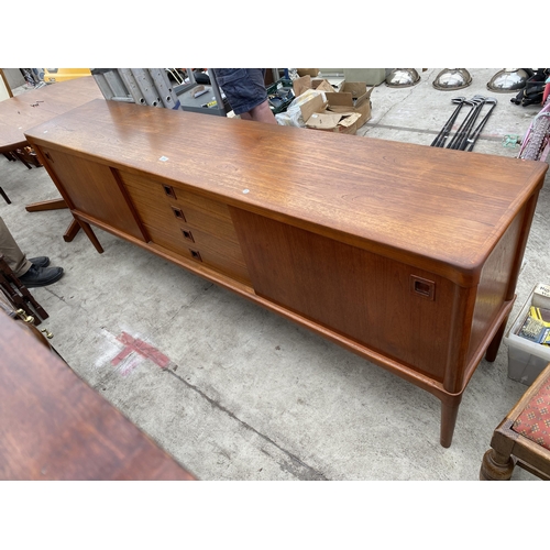 2775 - A RETRO TEAK SIDEBOARD ENCLOSING TWO CUPBOARDS AND THREE DRAWERS BEARING LABEL 'BRAMIN, MADE IN DENM... 