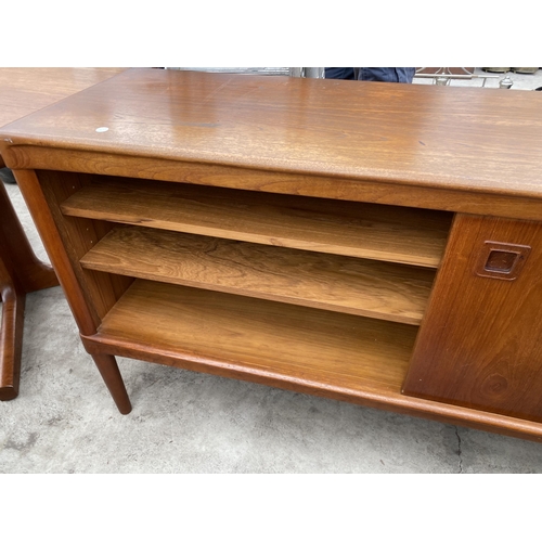 2775 - A RETRO TEAK SIDEBOARD ENCLOSING TWO CUPBOARDS AND THREE DRAWERS BEARING LABEL 'BRAMIN, MADE IN DENM... 