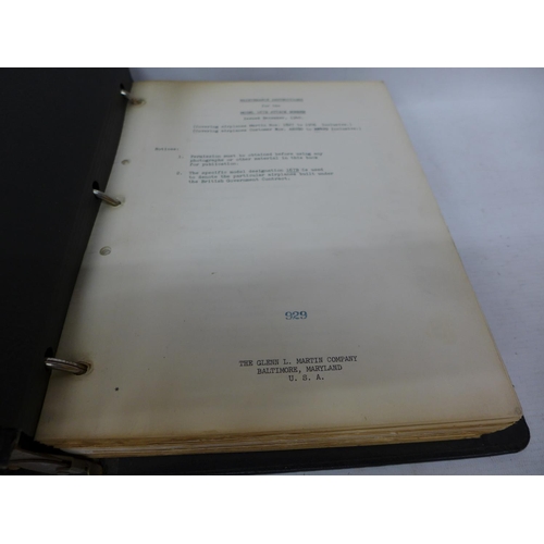 524 - A WORLD WAR II BOOK FOR THE MAINTENANCE OF THE U.S.A. MODEL 167B ATTACK BOMBER DATED 1940, CONTAININ... 