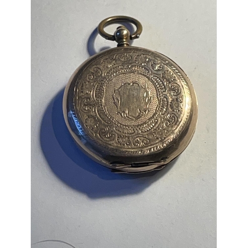 586 - A 9CT GOLD LADIES OPEN FACED POCKET WATCH GROSS WEIGHT 30.63 GRAMS