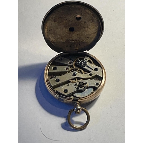 586 - A 9CT GOLD LADIES OPEN FACED POCKET WATCH GROSS WEIGHT 30.63 GRAMS