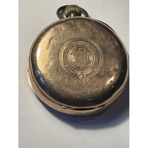 588 - A 9CT GOLD OPEN FACED POCKET WATCH WITH LEVER ESCAPEMENT AND A ROMAN NUMERAL FACE, A/F GROSS WEIGHT ... 