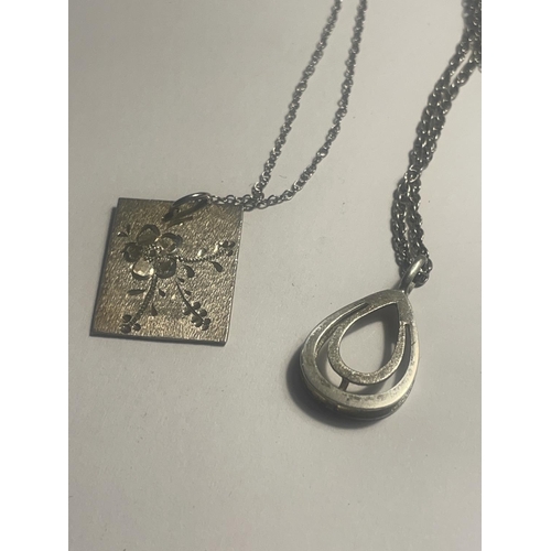 619 - FOUR SILVER NECKLACES WITH PENDANTS