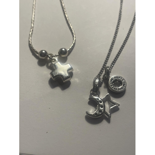 632 - FOUR SILVER NECKLACES WITH PENDANTS