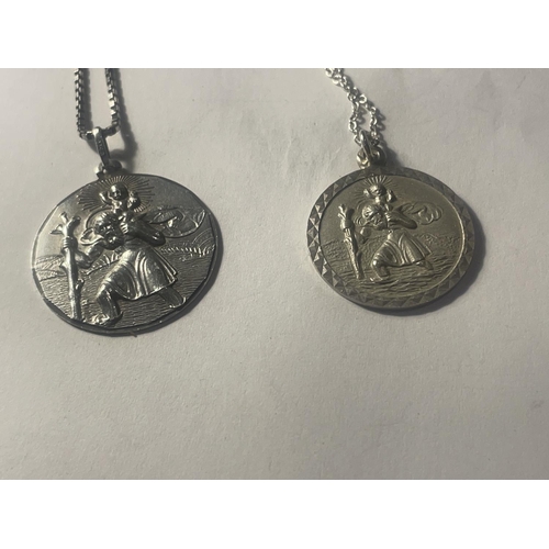 636 - TWO SILVER ST CHRISTOPER NECKLACES