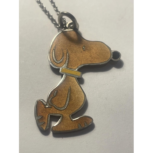 644 - TWO SILVER NECKLACES WITH PENDANTS INCLUDING ONE SNOOPY